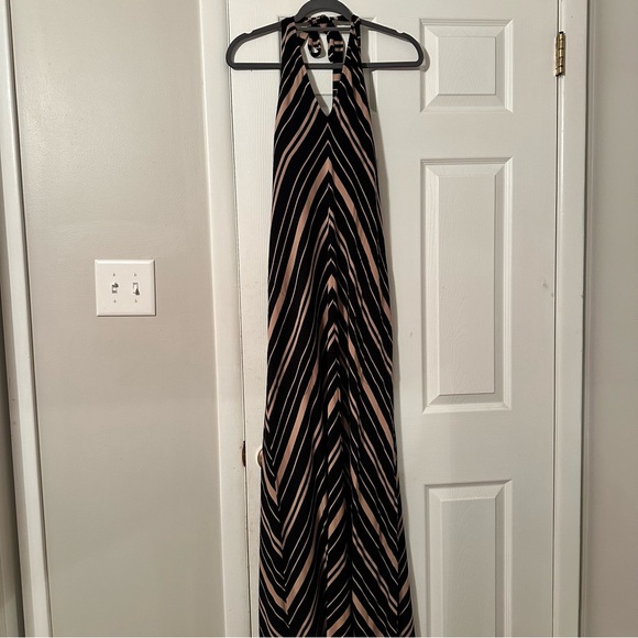 Soma Dresses & Skirts - Soma Elegant Black and Cream Striped Halter Dress
